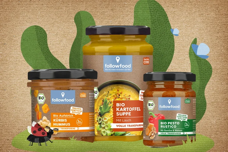 followfood-Produktsortimen. Klick führt zu Großansicht, Schließen mit ESC