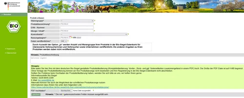 Screenshot bei der Erfassung von Produkten. Klick führt zu Großansicht in einer Lightbox. Zum Schließen der Lightbox ESC drücken.