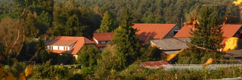 Blick auf einen landwirtschaftlichen Betrieb.