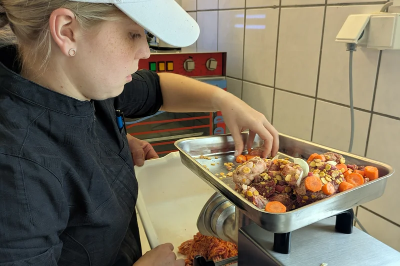 Herstellung einer hybriden Wurst, Klick führ zu Großansicht, Schließen mit ESC