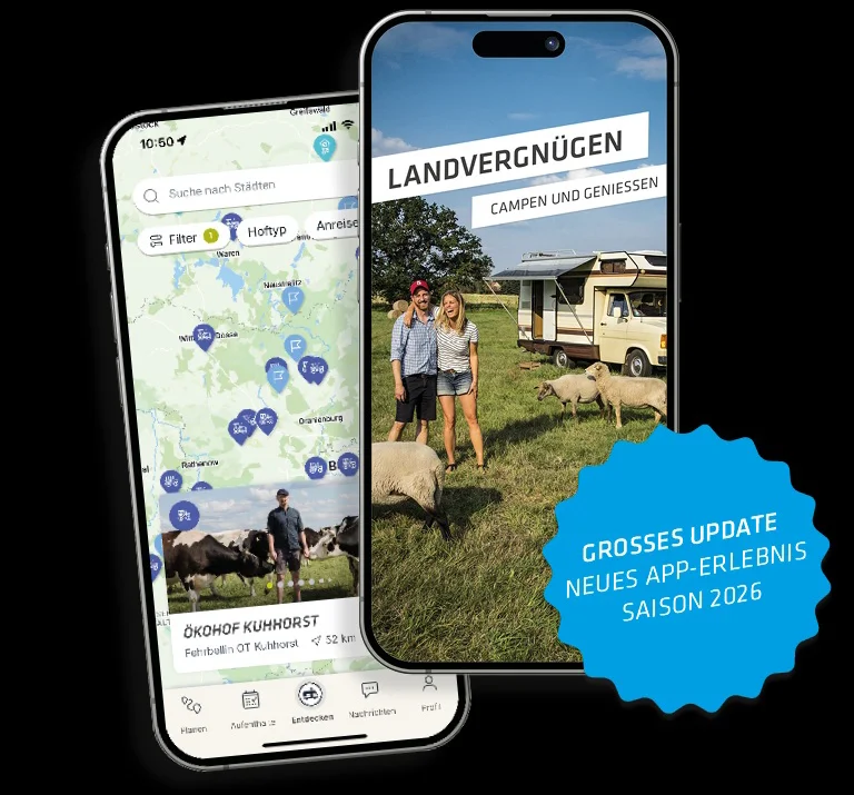 Camping App auf Handybildschirm. Klick führt zu Großansicht in neuem Fenster.