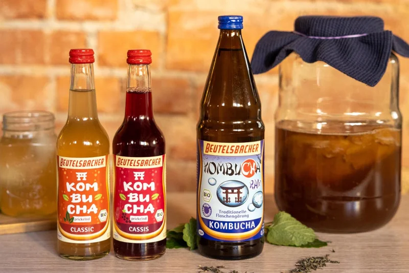 Angebot an Kombucha der Beutelsbacher Fruchtsaftkelterei.