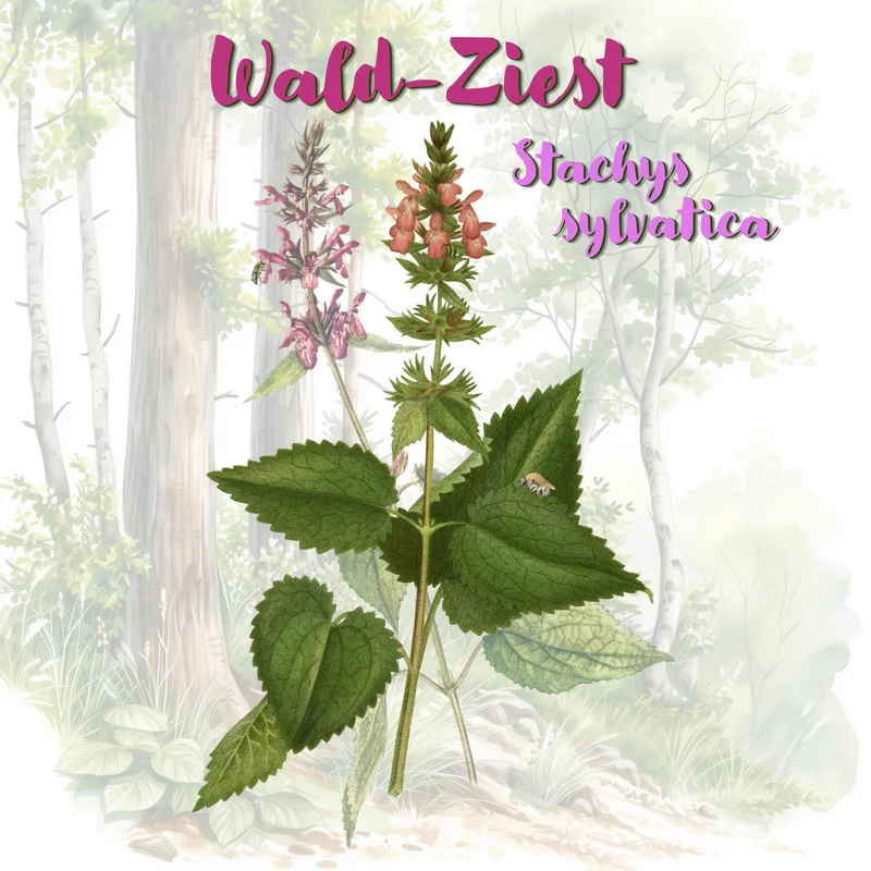 Grafische Darstellung des Wald-Ziest. Klick führt zu Großansicht in neuem Fenster, Schließen per ESC.  