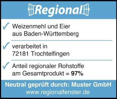 Herkunftskennzeichnung Regionalfenster