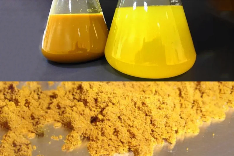 Riboflavin gelößt und als Trockenprodukt. Klick führt zu Großansicht im neuen Fenster.