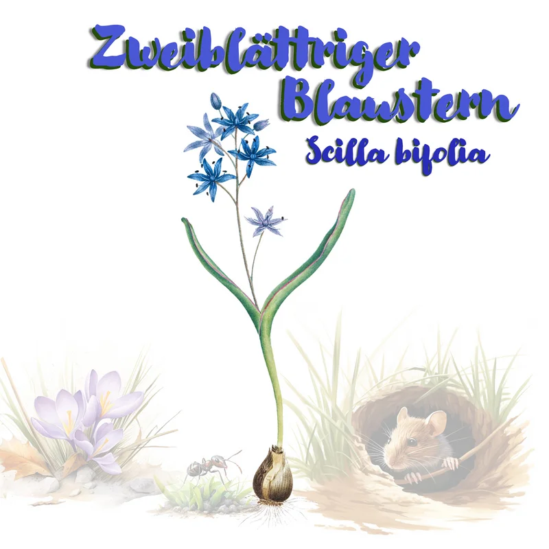Grafik des zweiblättrigen Blausterns. Klick führt zu Großansicht in einer Lightbox. Zum Schließen der Lightbox ESC drücken.