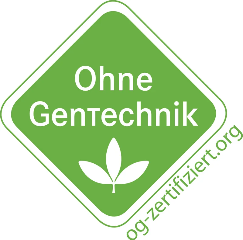 Ohne Gentechnik-Siegel. Klick führt zu Großansicht in neuem Fenster.