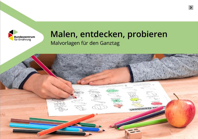 Titelbild "Malen, entdecken, probieren. Malvorlagen für den Ganztag".