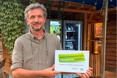 EU-Bio-Tag auf dem Demonstrationsbetrieb Hofgut Oberfeld in Darmstadt
