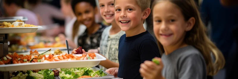 Kinder am Buffet einer Cafeteria