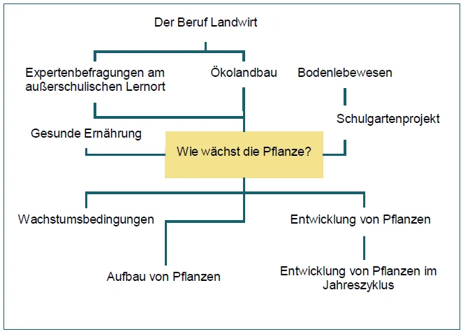 Schaubild mit Schwerpunkt-Ideen rund um das Thema "Wie wächst die Pflanze?" Klick führt zu Großansicht im neuen Fenster.