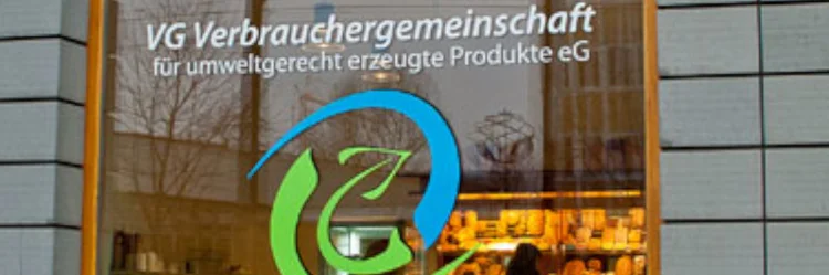Fenster einer Erzeuger-Verbraucher-Gemeinschaft mit Logo. 