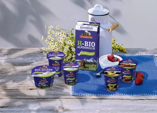 Laktosefreie Milchprodukte von der Molkerei Berchtesgadener Land. Klick führt zu Großansicht im neuen Fenter.