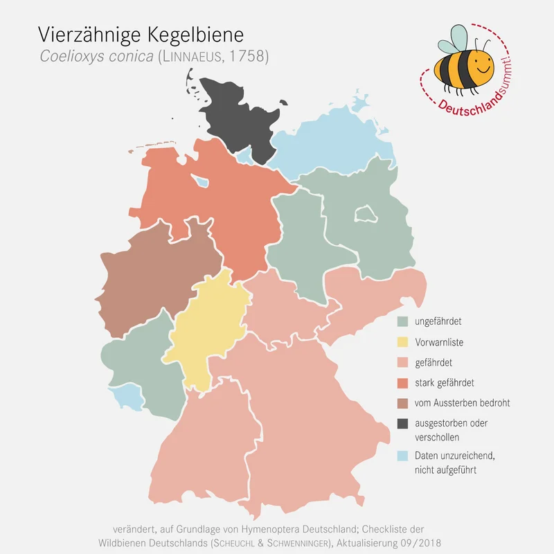Verbreitungskarte der Vierzähnigen Kegelbiene