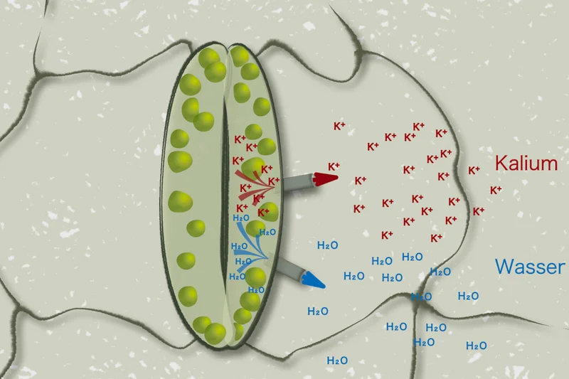 Schließmechanismus der Stomata. Klick führt zu Großansicht.
