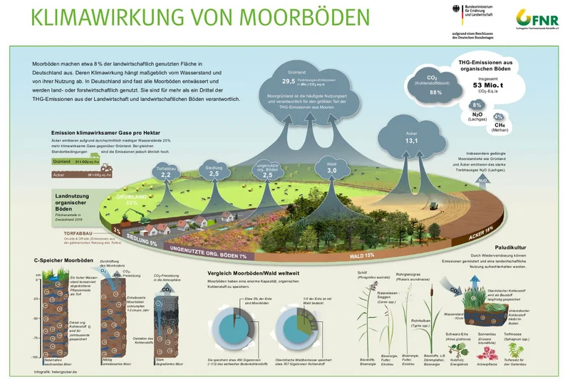 Grafik des FNR: Klimawirkung von Moorböden