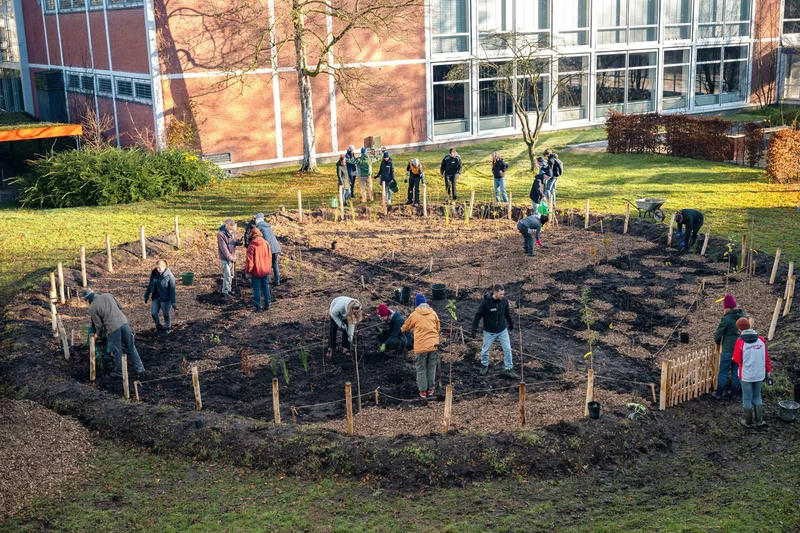 Tiny Forest Gruppe bei einer Pflanzaktion zum Tiny Forest Oldenburg