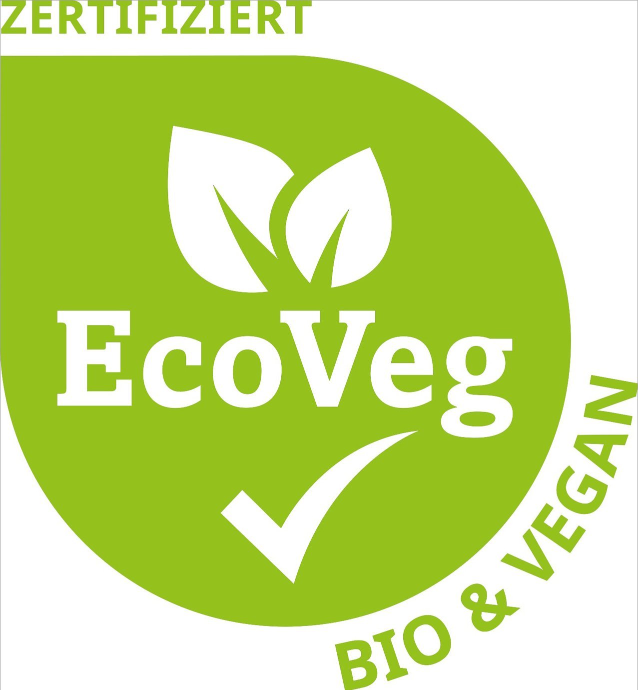Grünes EcoVeg-Label. Klick führt zu Großansicht im neuen Fenster.