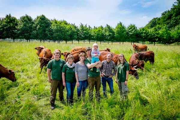 Gruppenbild mit Rindern, Klick führt zu Großansicht im neuen Fenster