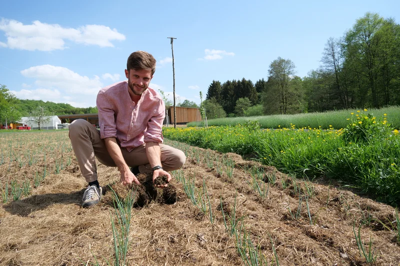 Mann auf Feld. Klick führt zu Großansicht im neuen Fenster.