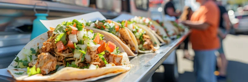 Taco auf Theke von Foodtruck.