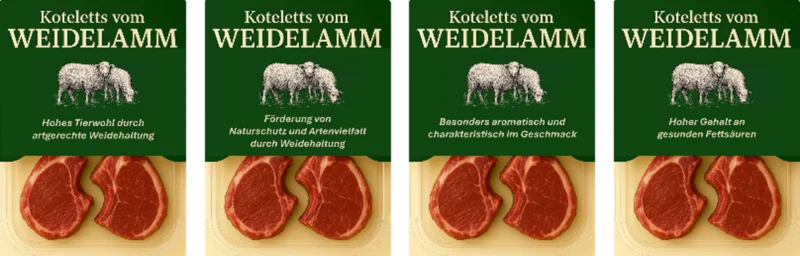 Produktverpackungen mit verschiedenen Kommunikationsbotschaften