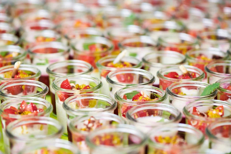 Leckereien in Gläsern, Eventcatering.
