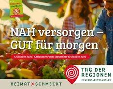 Plakat für den Tag der Regionen 2026, Text: "NAH versorgen - GUT für morgen".