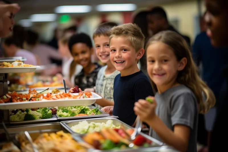Kinder in einer Kantine
