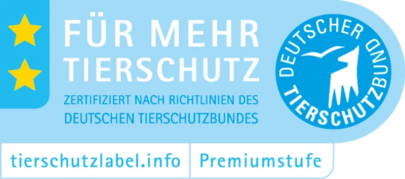 Premiumlabel Tierschutzbund. Klick führt zu Großansicht im neuen Fenster.