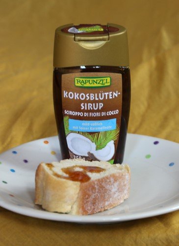 Kokosblütensirup. Klick führt zu Großansicht im neuen Fenster.