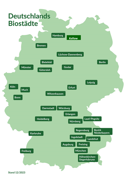 Karte mit allen Biostädten in Deutschland