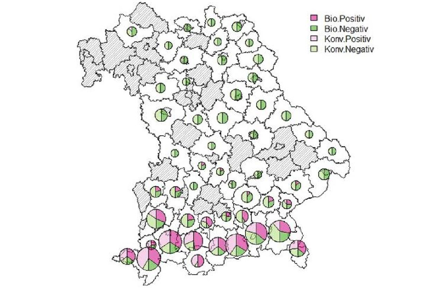 Grafik zur Infektionshäufigkeit von Fasciola hepatica in bayerischen Betrieben. Klick führt zu Großansicht im neuen Fenster.